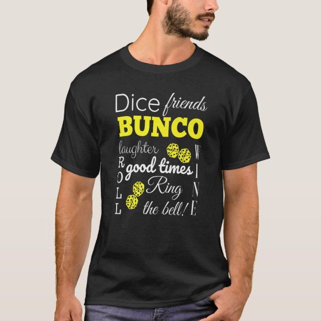 Camiseta Bunco Word Cloud Dice Game Night (Anverso)