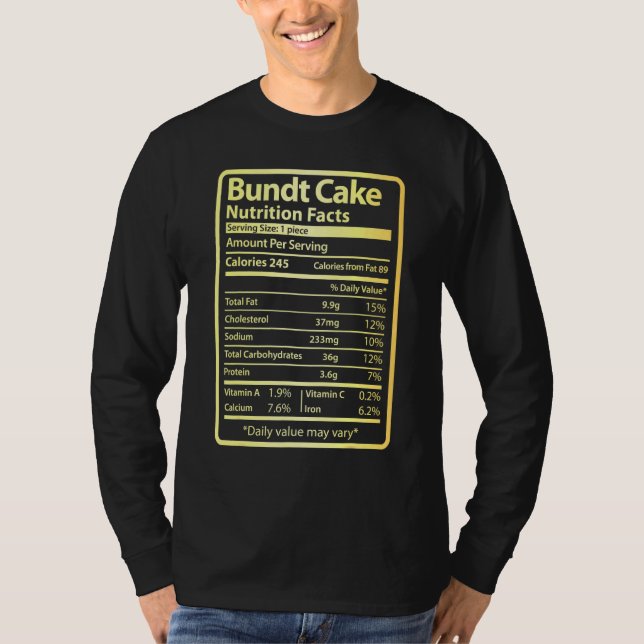 Camiseta Bundt Cake Nutrition Facts Alimentos Para Navidade (Anverso)