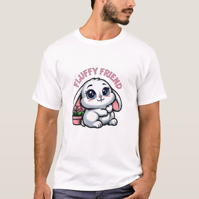 Camiseta Bungalow blanco fluffy con maceta de planta (Anverso)