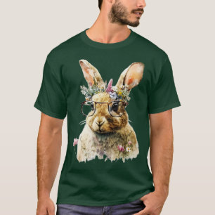 Camiseta Bungalow Face Cutest Rabbit Flower Retro Gafas de