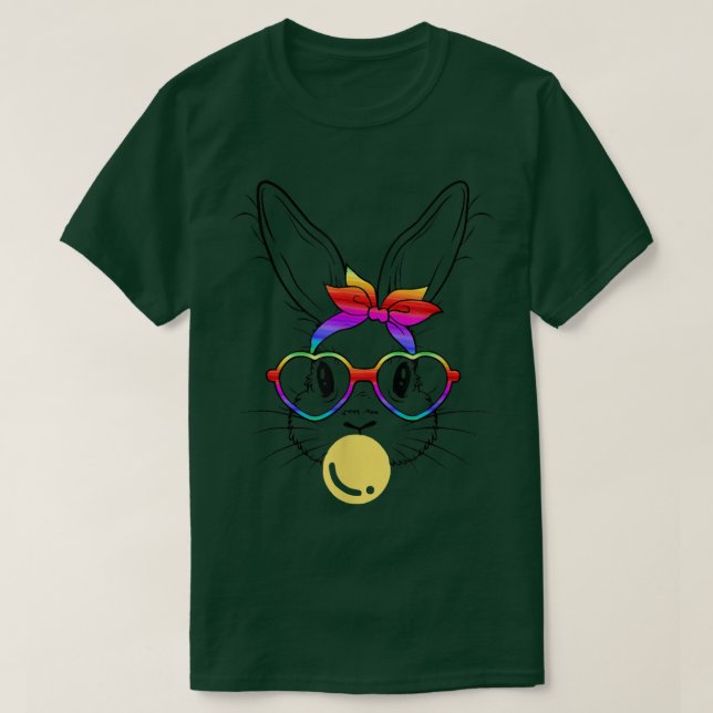 Camiseta Bungalow Face Rainbow Glasses Bubble Gum Easter Da (Diseño del anverso)