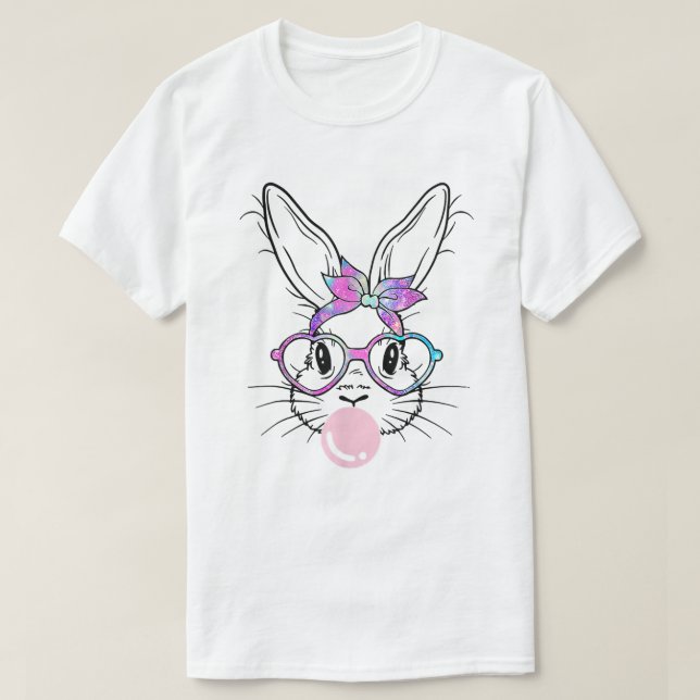 Camiseta Bungalow Face Tie Dye Glasses Bubble Gum Easter Da (Diseño del anverso)
