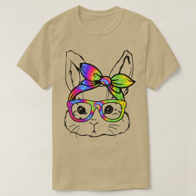 Camiseta Bungalow Face Tie Dye Glasses Headband Happy Easte (Diseño del anverso)