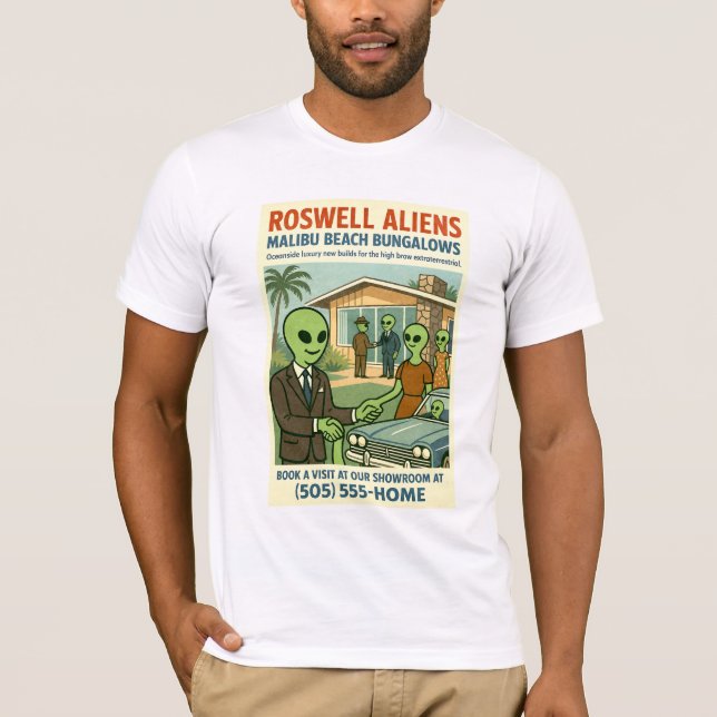 Camiseta Bungalows de playa de Malibu's Roswell Aliens Retr (Anverso)
