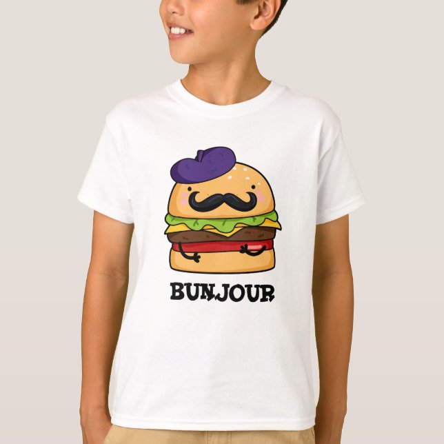 Camiseta Bunjour Graciosa hamburguesa francesa Bun Pun (Anverso)