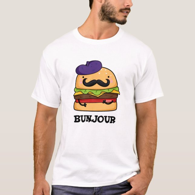 Camiseta Bunjour Graciosa hamburguesa francesa Bun Pun (Anverso)