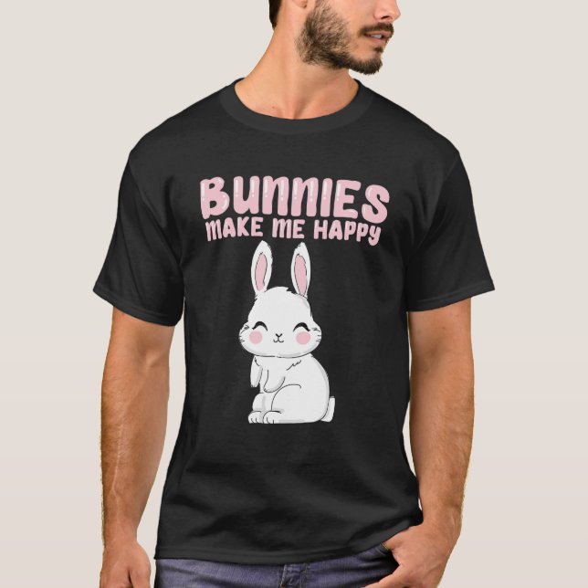 Camiseta Bunnie Blanco Me Encanta Los Bunniys Me Hacen Feli (Anverso)