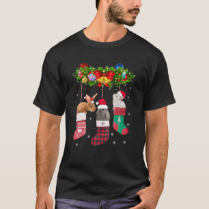 Camiseta Bunnies Christmas Stockings Xmas Santa Hat Rabbit
