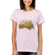 Bunnies de primavera en un campo de flores