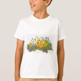 Camiseta Bunnies de primavera en un campo de flores