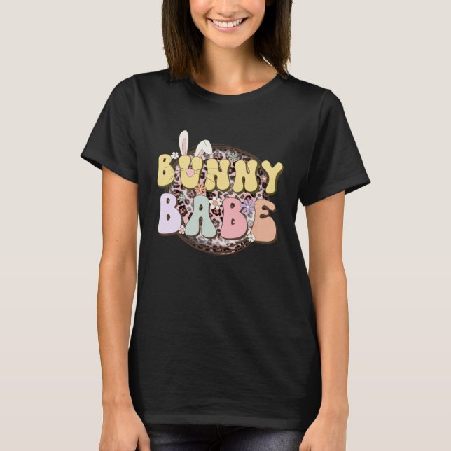 Camiseta Bunny Babe Rabbit Ear Buffalo Plaid Retro Groovy E (Anverso)