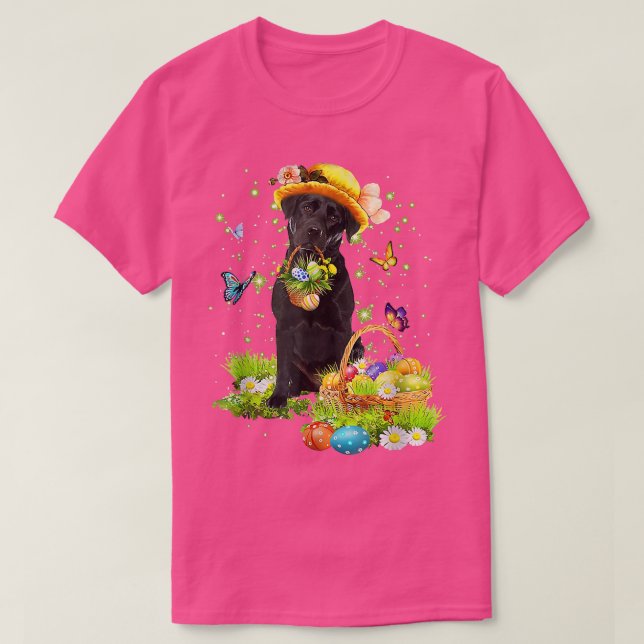 Camiseta Bunny Black Labrador Dog Happy Eggs Easter  (Diseño del anverso)