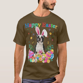 Camiseta Bunny Boston Terrier Dog Feliz Eggs de Pascua 