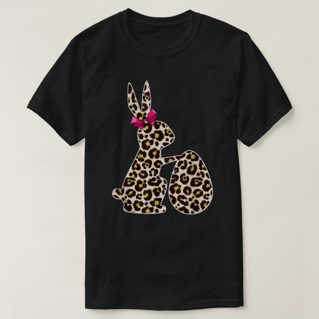 Camiseta Bunny Buffalo Leopard Plaid Print Happy Easter Day (Diseño del anverso)