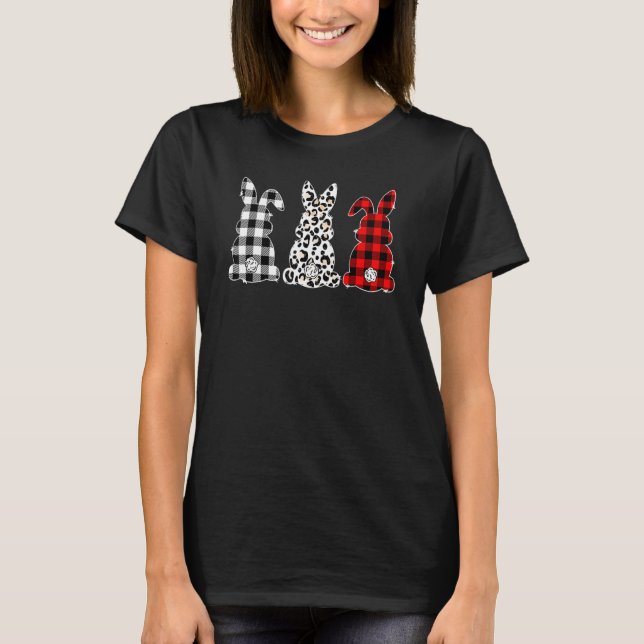 Camiseta Bunny Buffalo Red Plaid Leopard Print Happy Easter (Anverso)