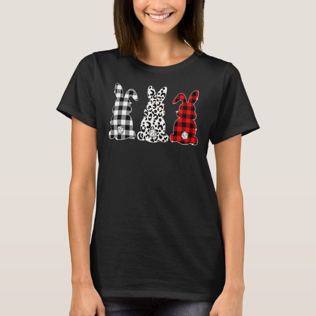 Camiseta Bunny Buffalo Red Plaid Leopard Print Happy Easter (Anverso)