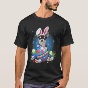 Camiseta Bunny Chihuahua With Egg Basket Easter Flower Hunt
