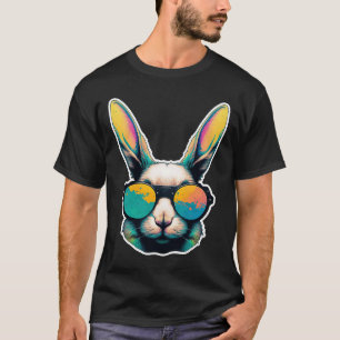 Camiseta Bunny Colorful Face con gafas de sol para hombres 