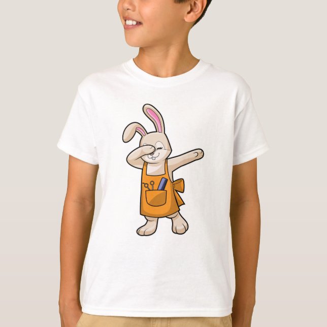 Camiseta Bunny como peluquero con comb y tijera (Anverso)