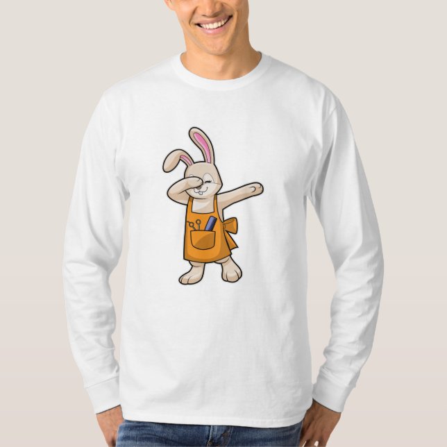 Camiseta Bunny como peluquero con comb y tijera (Anverso)