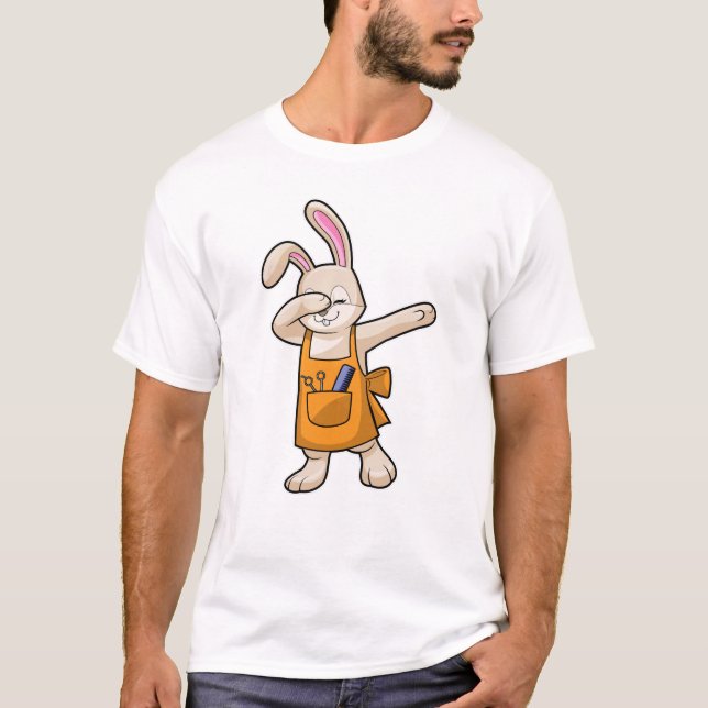 Camiseta Bunny como peluquero con comb y tijera (Anverso)