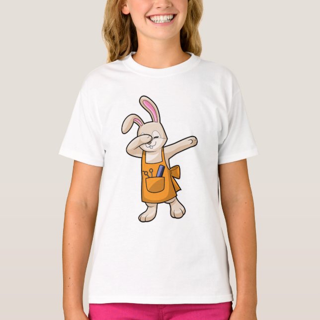 Camiseta Bunny como peluquero con comb y tijera (Anverso)