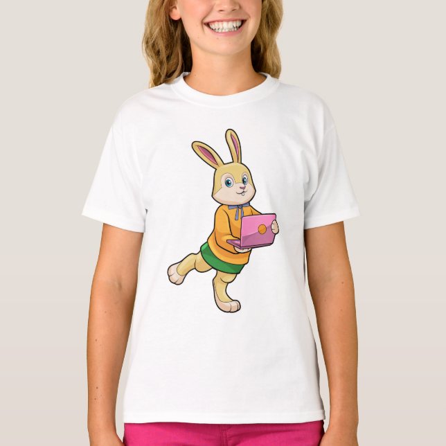 Camiseta Bunny como secretario con laptop (Anverso)
