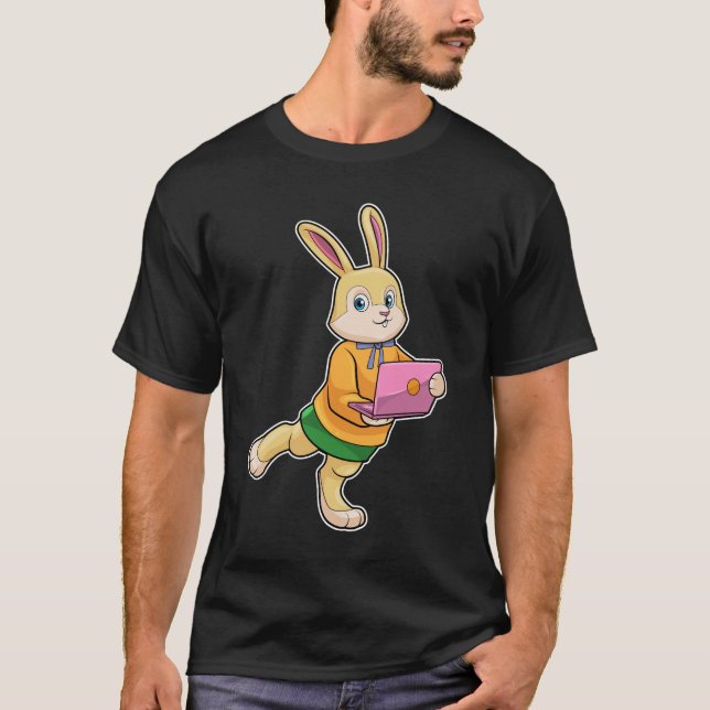 Camiseta Bunny como secretario con laptop (Anverso)