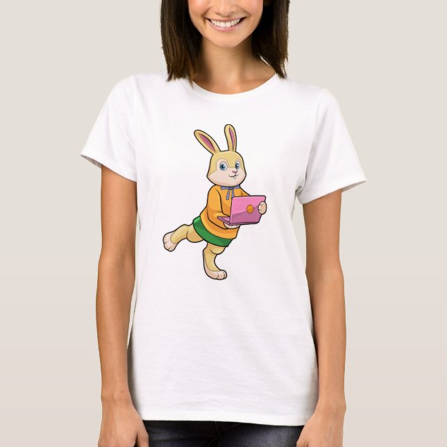 Camiseta Bunny como secretario con laptop (Anverso)