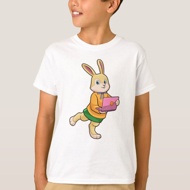 Camiseta Bunny como secretario con laptop (Anverso)