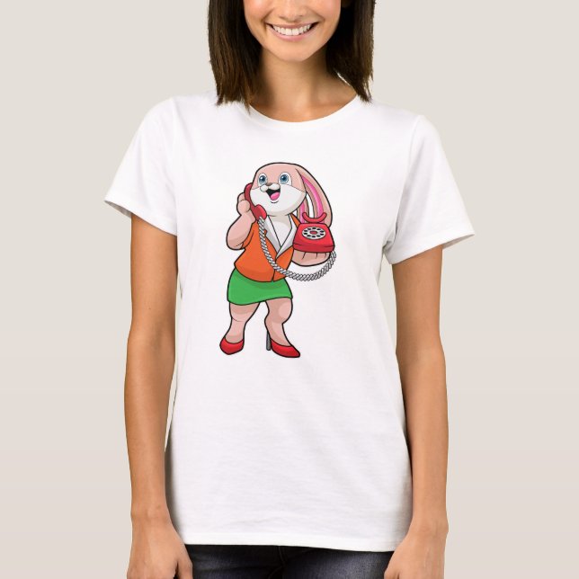 Camiseta Bunny como secretario con teléfono (Anverso)