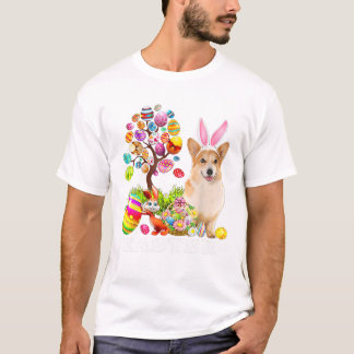 Camiseta Bunny Corgi Dog Happy Easter Eggs
