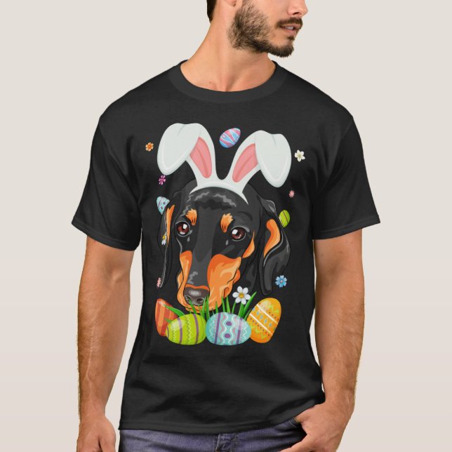 Camiseta Bunny Dachshund Dog Head Easter Eggs Wiener Easter (Anverso)