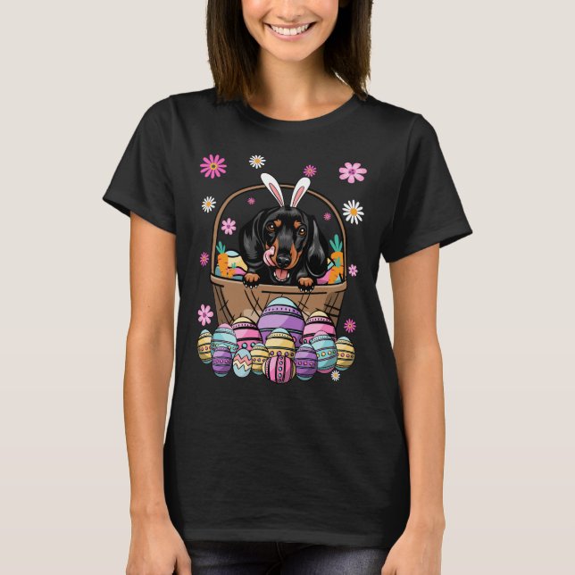 Camiseta Bunny Dachshund Perro Feliz Día de Pascua Lover Eg (Anverso)