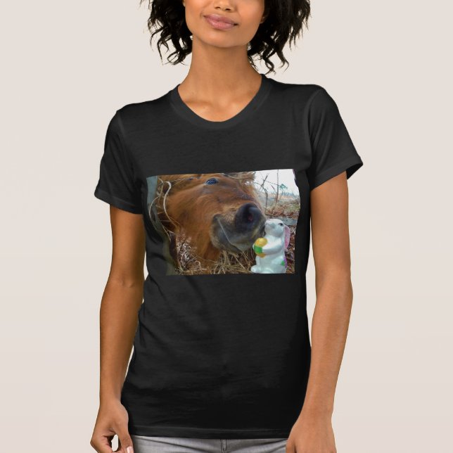 Camiseta Bunny de Pascua y caballo marrón (Anverso)