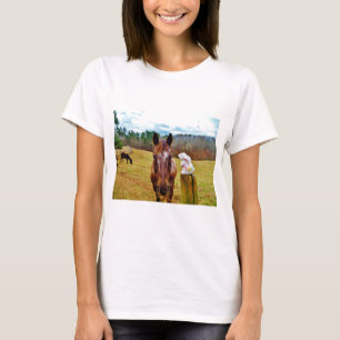 Camiseta Bunny de Pascua y caballo marrón
