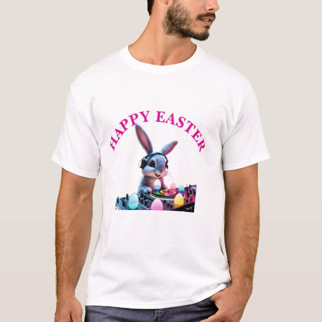 Camiseta Bunny DJ Easter Egg Turntable Mens T-Shirt (Anverso)