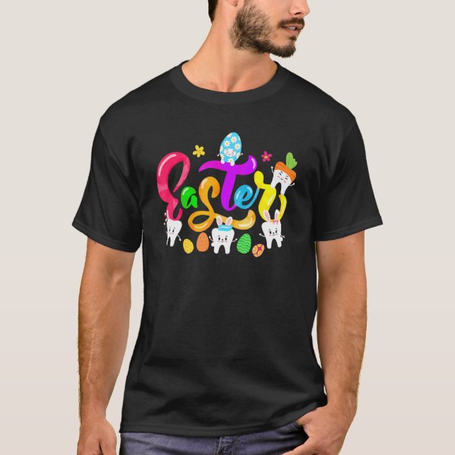 Camiseta Bunny Ears Easter Eggs Cute Tooth Feliz Día de Pas (Anverso)