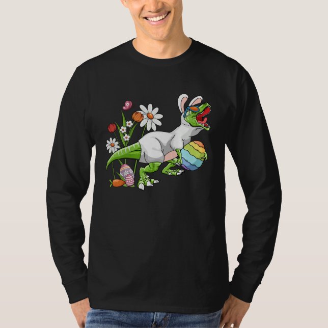 Camiseta Bunny Easter Basket Stuffers Easter Dinosaur  Boys (Anverso)