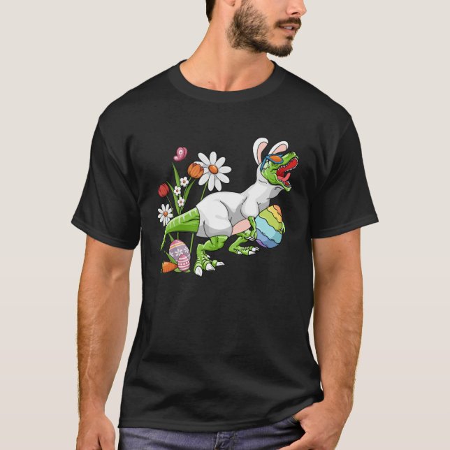 Camiseta Bunny Easter Basket Stuffers Easter Dinosaur  Boys (Anverso)