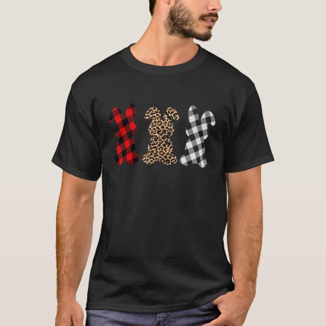 Camiseta Bunny Easter Leopard Plaid Buffalo Rabbit Easter D (Anverso)