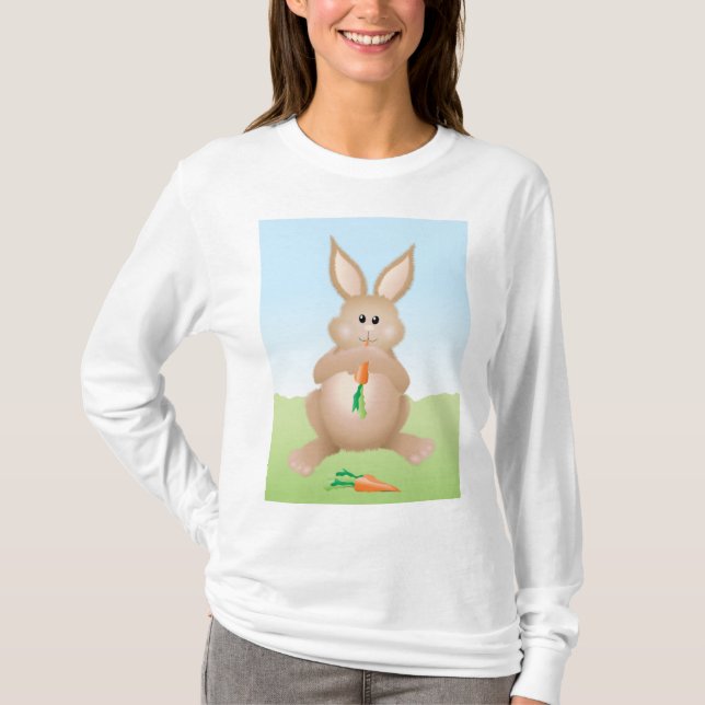 Camiseta Bunny Eating Carrot Adorable Rabbit (Anverso)
