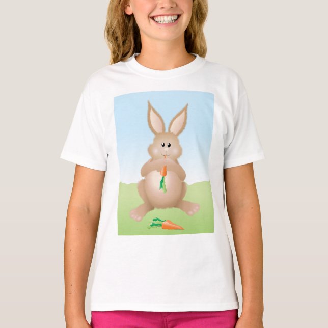 Camiseta Bunny Eating Carrot Adorable Rabbit (Anverso)