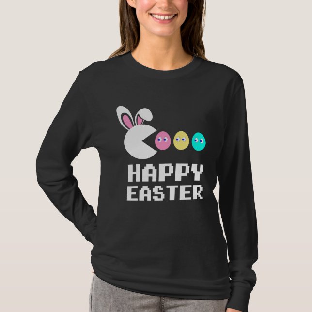 Camiseta Bunny Egg Hunting Happy Easter Day For Kids Girls  (Anverso)