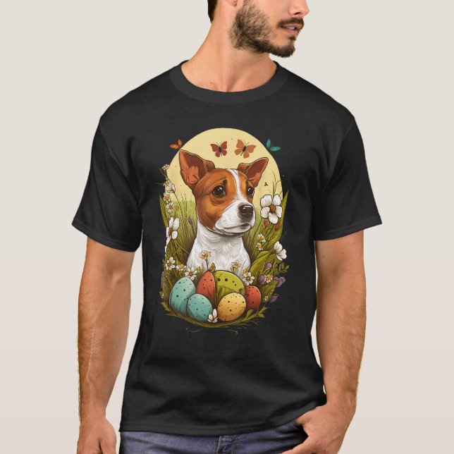 Camiseta Bunny Eggs Dog on Easter Jack Russell Terrier (Anverso)