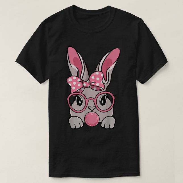Camiseta Bunny Face Bow Tie Headband Glasses Bubblegum East (Diseño del anverso)