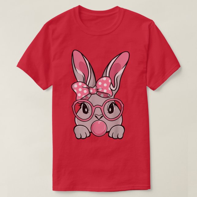 Camiseta Bunny Face Bow Tie Headband Glasses Bubblegum East (Diseño del anverso)
