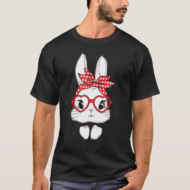 Camiseta Bunny Face Con Gafas De Sol Día De Pascua Para Chi (Anverso)