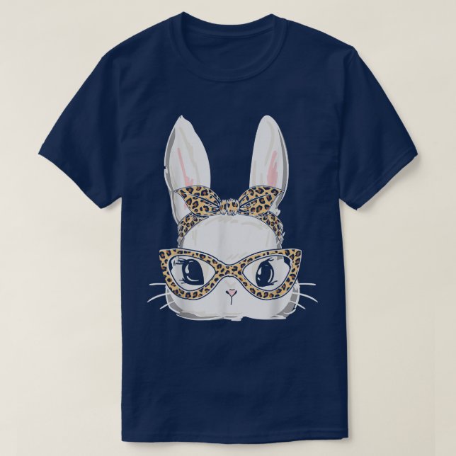 Camiseta Bunny Face con lentes de leopardo Chicas niños div (Diseño del anverso)