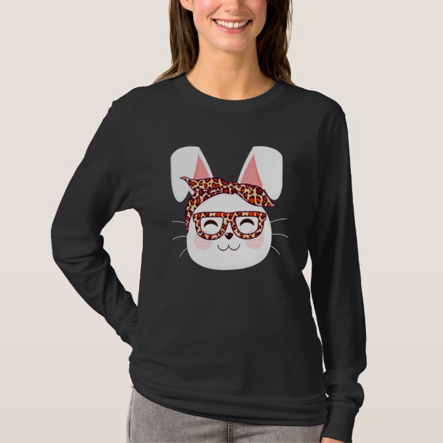 Camiseta Bunny face Cool Easter Bunny with Glasses Easter   (Anverso)